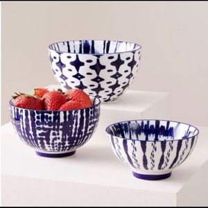 West Elm Set of 3 Indigo Bowls